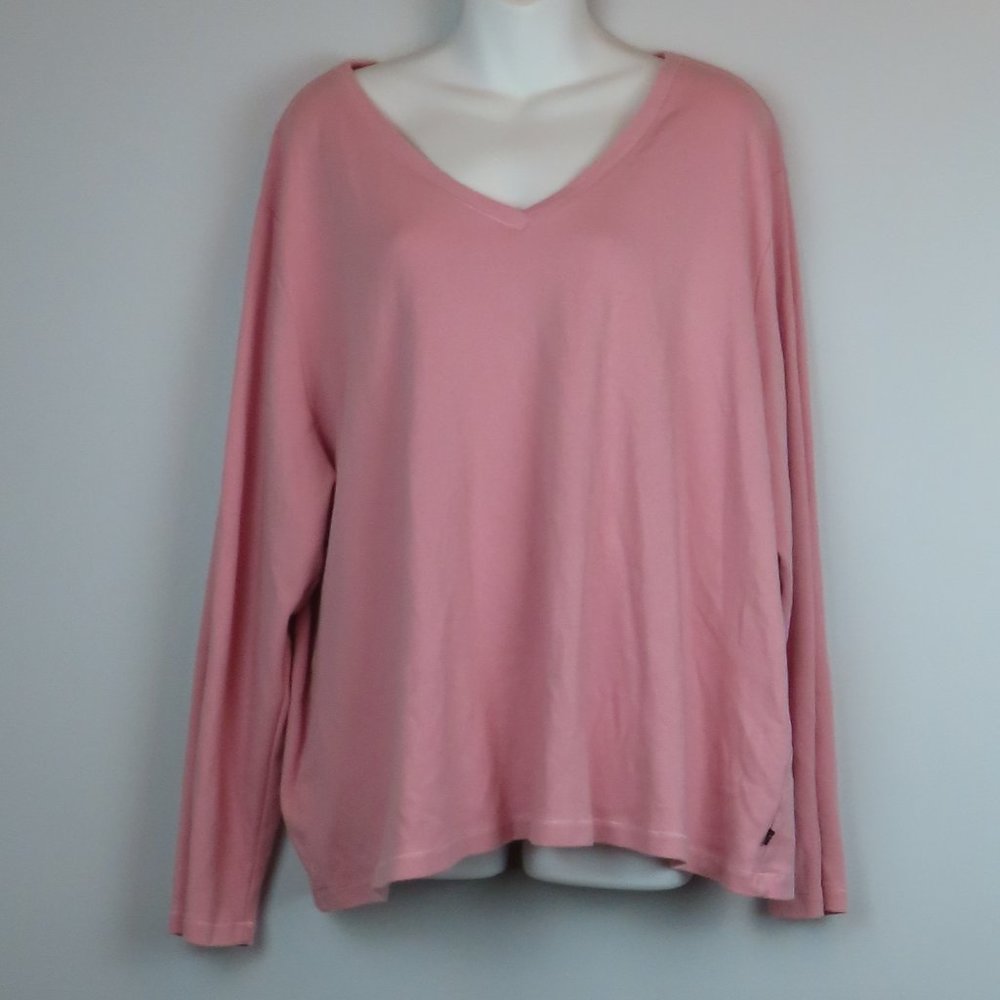 Venezia Soft Pink Long Sleeve V Neck Top